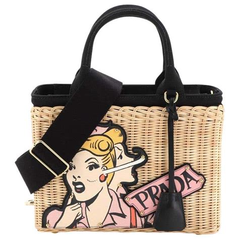 prada comic girl basket bag|Prada Comic Basket Bag Wicker with Canapa and Applique .